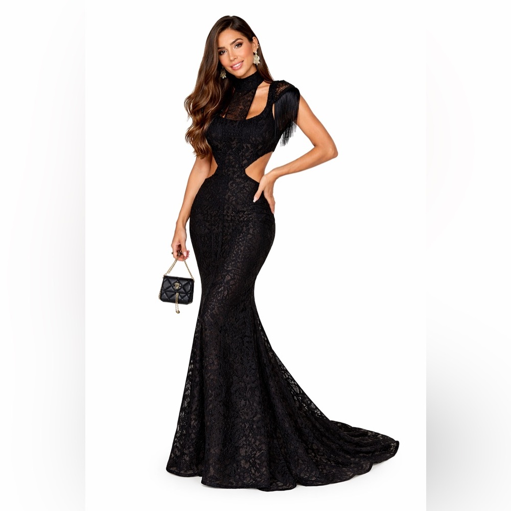Black Lace Cutout Evening Gown • Size Medium